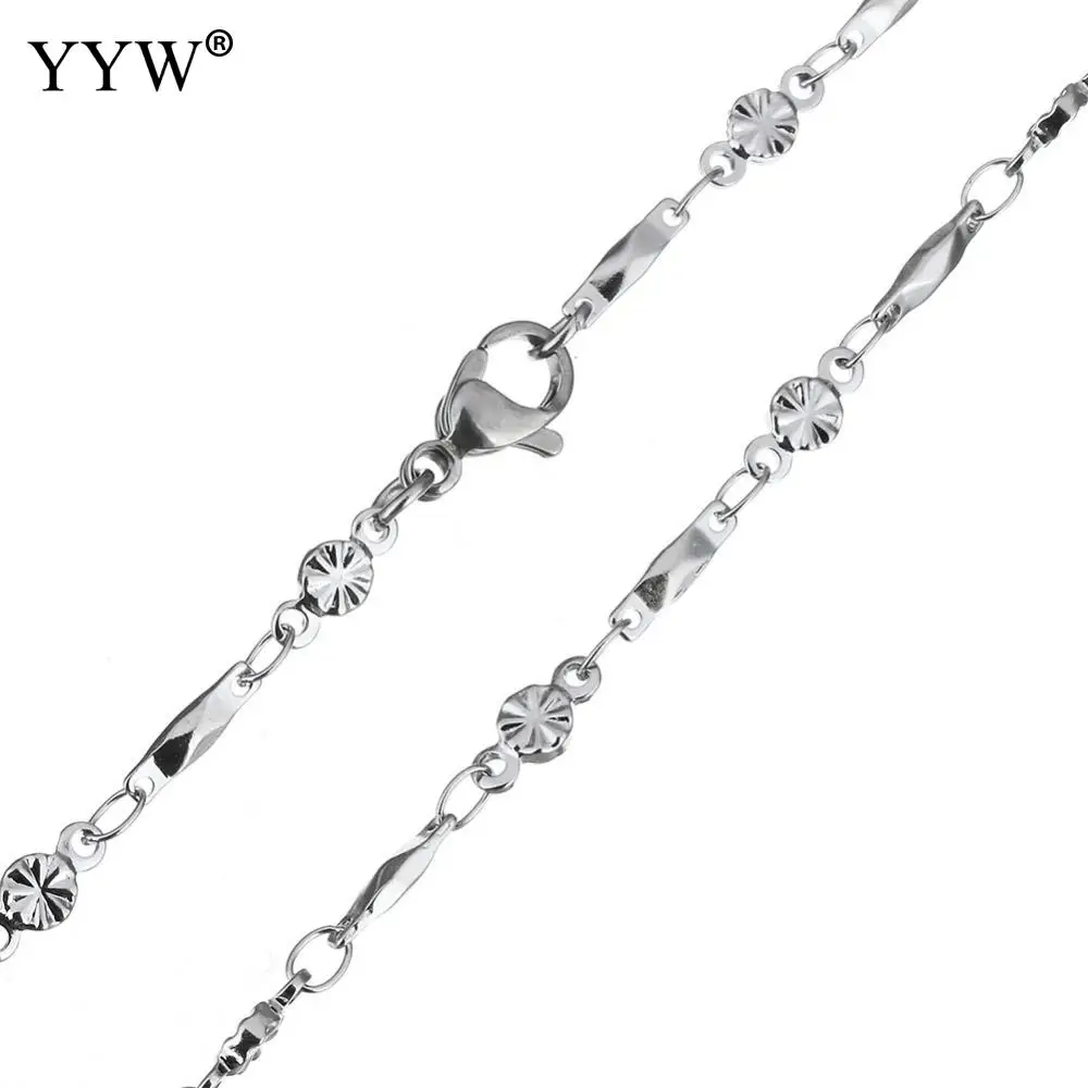 

Stainless Steel Chain Necklace women Steel color High Quality flower cut Stainless Steel Link Chain Box Chain Wholesale