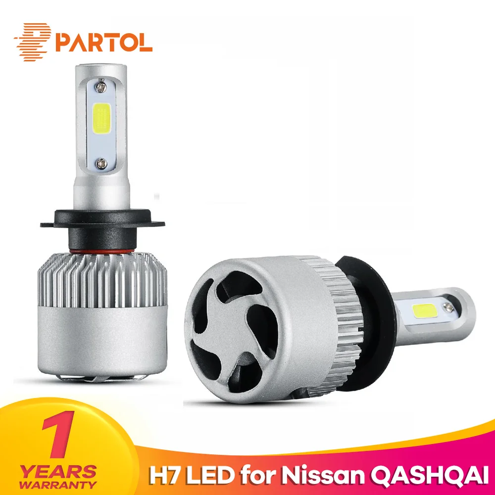 Partol H7 Car Lighting LED Headlight Bulbs COB 72W 8000LM 6500K Auto Headlamp Light 12v 24v for