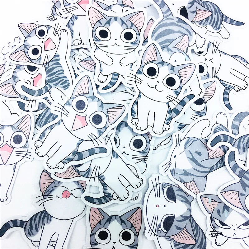 

38 PCS Cute expression action cat Stickers Crafts And Scrapbooking stickers book Student label Decorative sticker DIY Stationery
