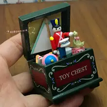 Кукольный домик Миниатюрный 1:12 игрушка Зеленая Деревянная коробка для игрушек с игрушками высота 7 см SPO539