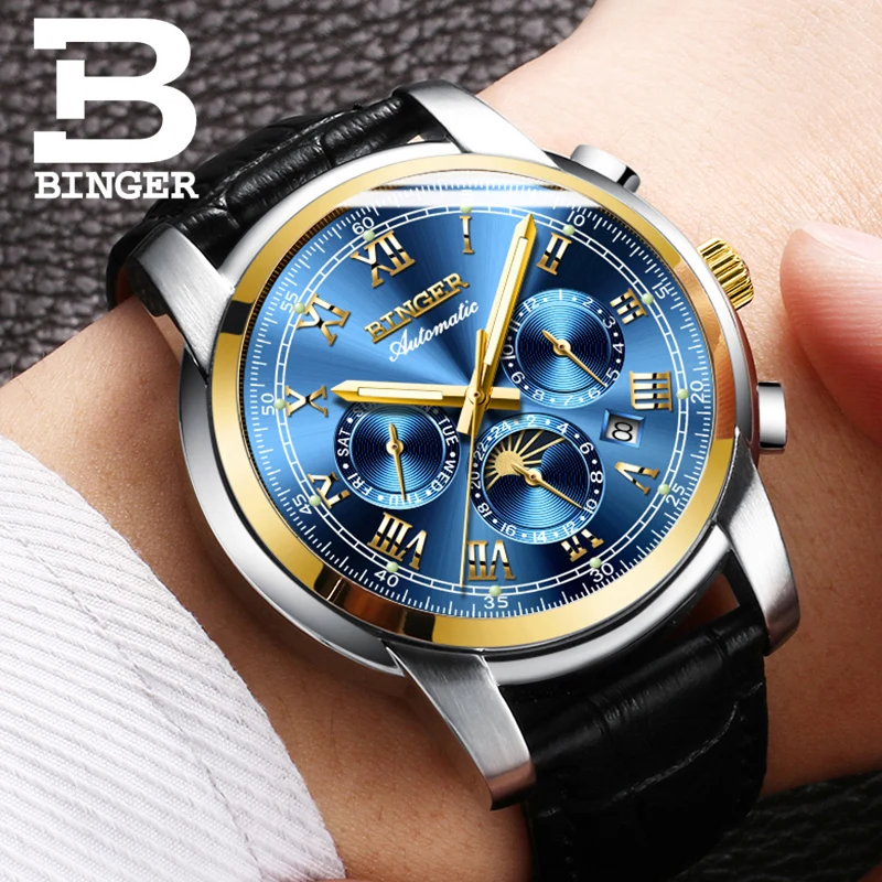 سويسرا التلقائي الميكانيكية ووتش الرجال بينغر الفاخرة العلامة التجارية رجل الساعات الياقوت ساعة للماء relogio masculino B1178-10 سويسرا التلقائي الميكانيكية ووتش الرجال بينغر الفاخرة العلامة التجارية رجل الساعات الياقوت ساعة للماء relogio masculino B1178-10