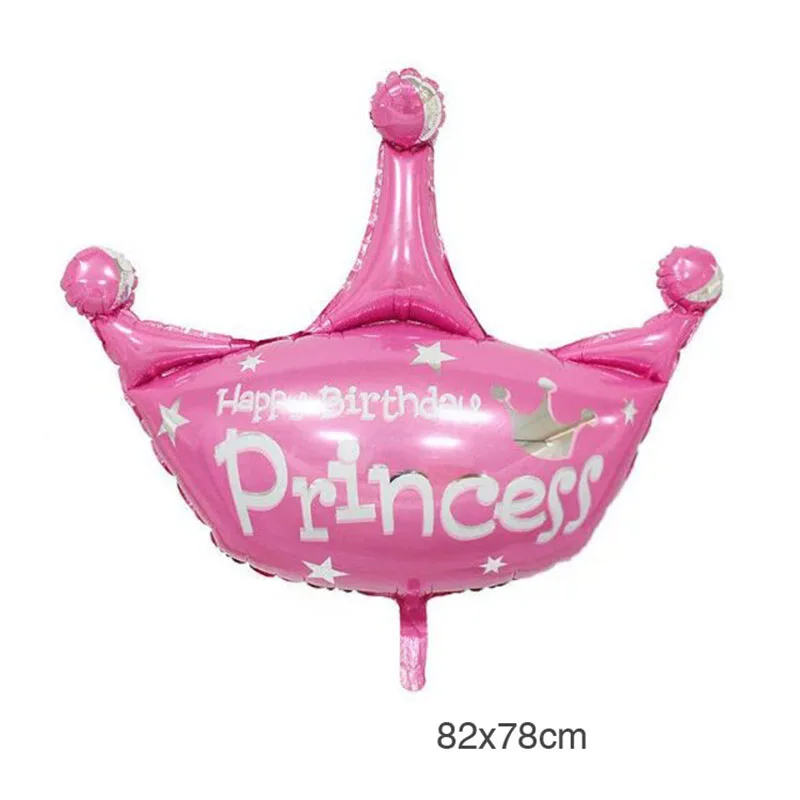 

2pcs/lot large pink blue crown helium balloon princess crown foil balloons for happy birthday wedding happy party decoration