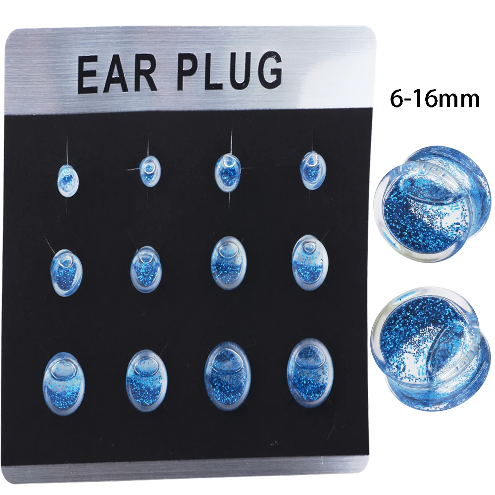 

TIANCIFBYJS 5 Cards Mix 6-16mm 60pcs Liquid Ear Plugs Flesh Tunnels Acrylic Earring Gauges Stretchers Kit Piercing Body Jewelry
