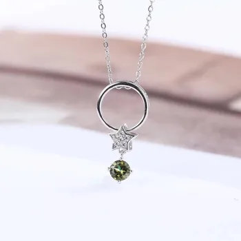 

gemstone fine jewelry factory 925 sterling silver natural colorful tourmaline star charm necklace pendant for female