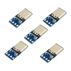 (100 шт./лот) DIY 24pin USB 3,1 Тип C USB-C мужской сварочный Пайка разъем SMT Тип с 3,5 мм SR и крышка корпуса