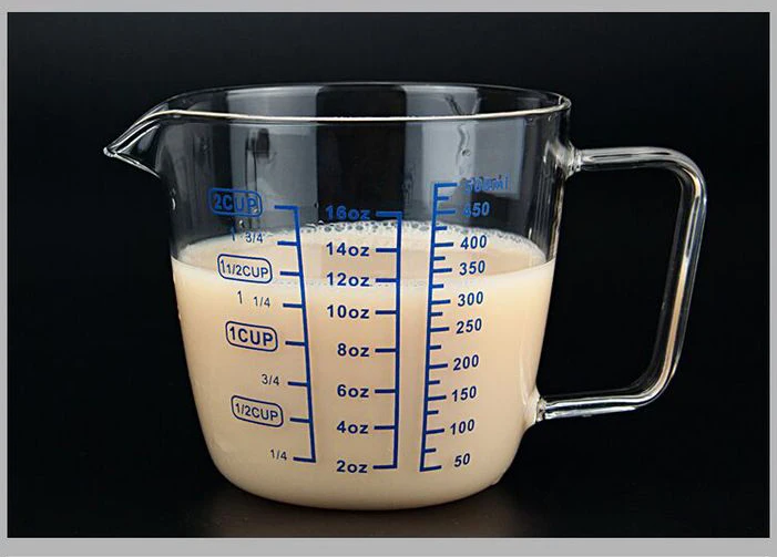 8oz/16oz Tiaking transparent glass with lid hot drink milk cup multifunction measuring cup microwave heating cup,baking cup