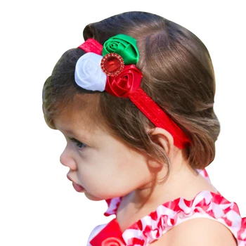 

Red And White Flowers Bead Christmas Headband Flower Headband Newborn Baby Girl Photography Prop Rose Flower Baby girls Headband