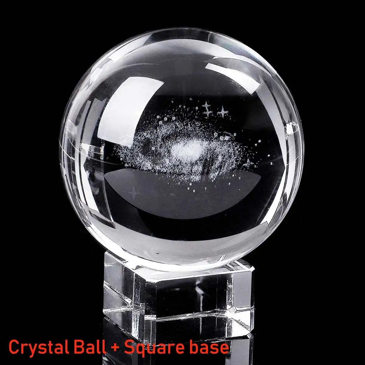 With Crystal Base 6 см диаметр Глобус для галактики миниатюрные хрустальный шар 3D лазерная гравировка кварцевый стеклянный шар с подсветкой база украшения дома подарки - Цвет: With Crystal Base