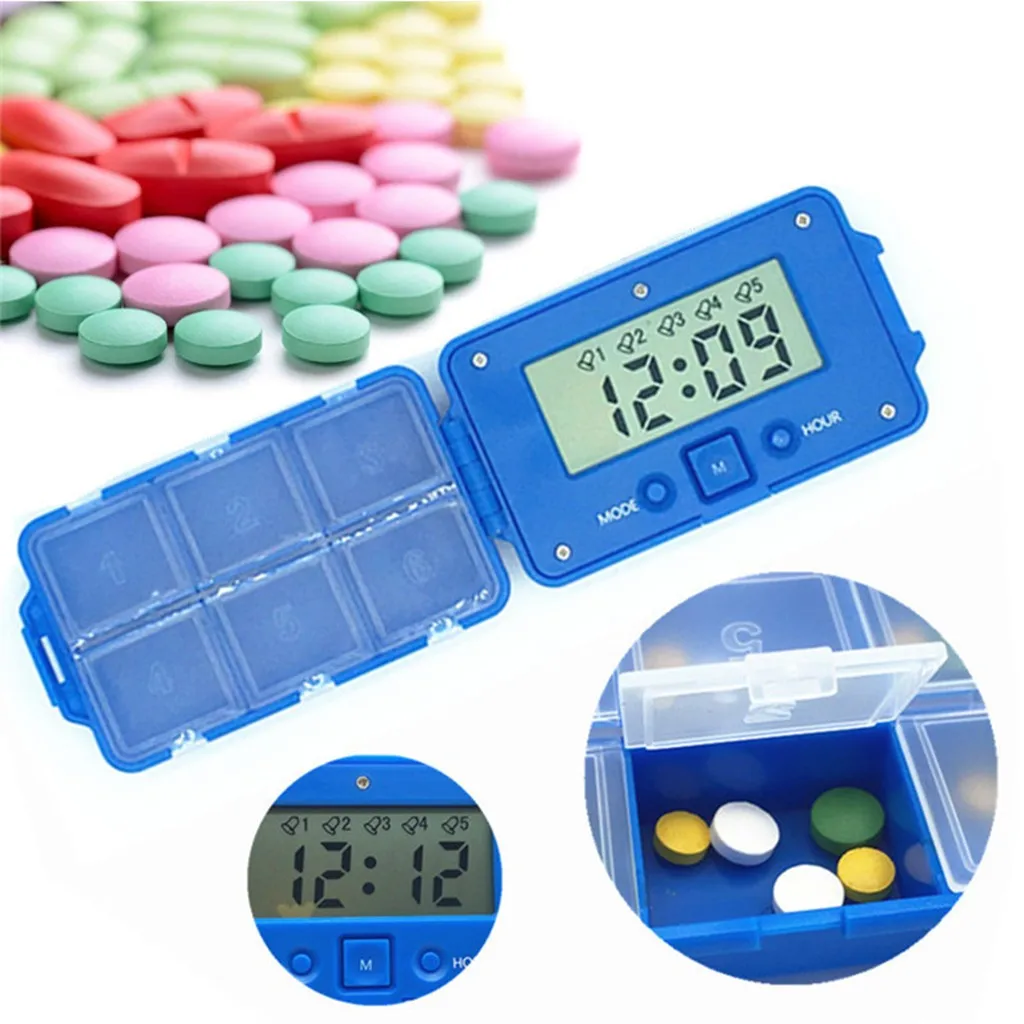 6 Grid Intelligent Electronic Timing Reminder Medicine Boxes Kit
