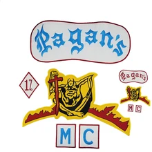 Pagans Motorcycle Patch 1% Biker Rider Vest MC Embroidered Stickers Patch For Back of Jacket Rock Iron On Patch For Clothes pagans