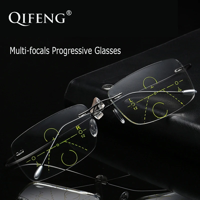 QIFENG мульти-фокус прогрессивные очки для чтения мужские без оправы диоптрий дальнозоркости мужские очки+ 1,0+ 1,5+ 2,0+ 2,5+ 3,0+ 3,5 QF209