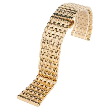 

Luxury 18mm/20mm/22mm Yellow Golden Stainless Steel Watch Band Strap Bracelet Solid Link Push Button Hidden Clasp Replacement