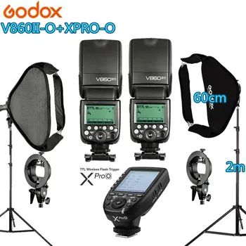 

Photo Studio Kit 2X GODOX 60X60cm Folding Softbox S-type Handheld V860II-O Flash Speedlite + Xpro-O Trigger for Olymplus Camera