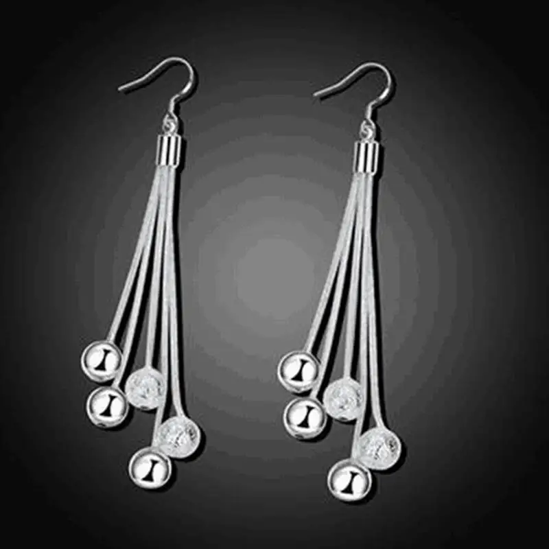 Buy Wholesale 925 Silver Sterling Long Round Drop Earrings Handmade Silver