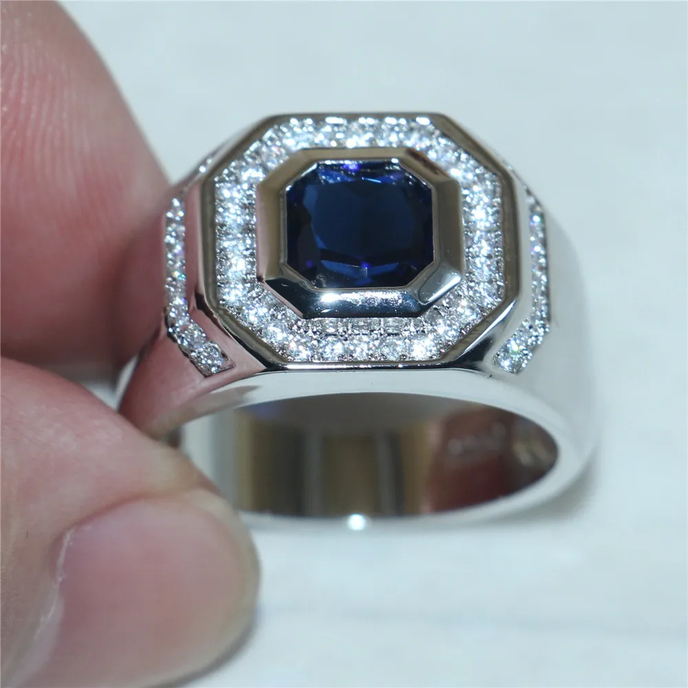 choucong Jewelry Size 8,9,10,11,12,13 Men's Luxury Silver Blue 5a Zircon Stone Rings Engagement Wedding Band ring boys