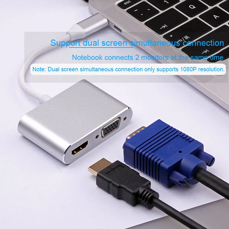 Адаптер Basix USB C на HDMI VGA Тип 4K Thunderbolt 3 для Samsung Galaxy S10/S9/S8 Huawei Mate 20/P30 Pro HDMI|Кабели HDMI| |