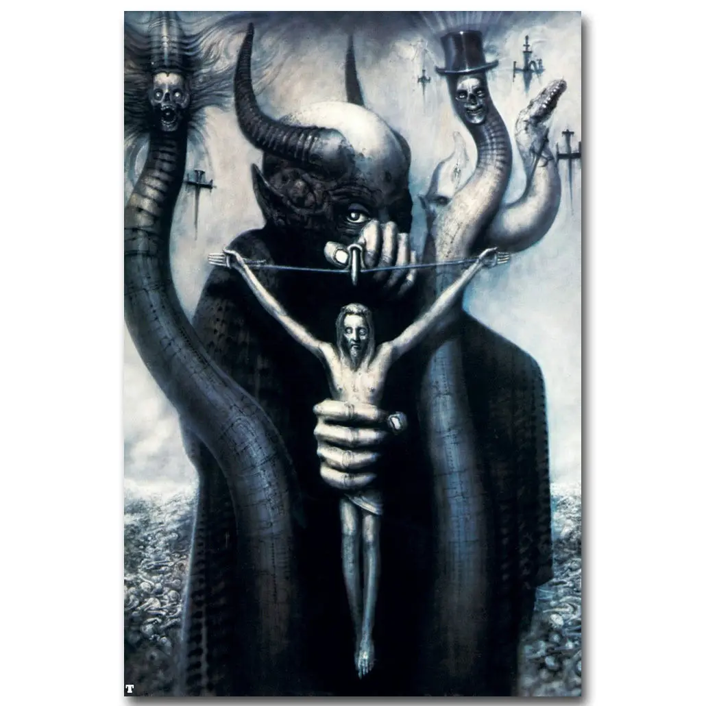 

Q1551 Posters and Prints HR GIGER LI 2 Abstract Satan Jesus Christ Hot 36 27x40in Art Poster Canvas Painting Home Decor