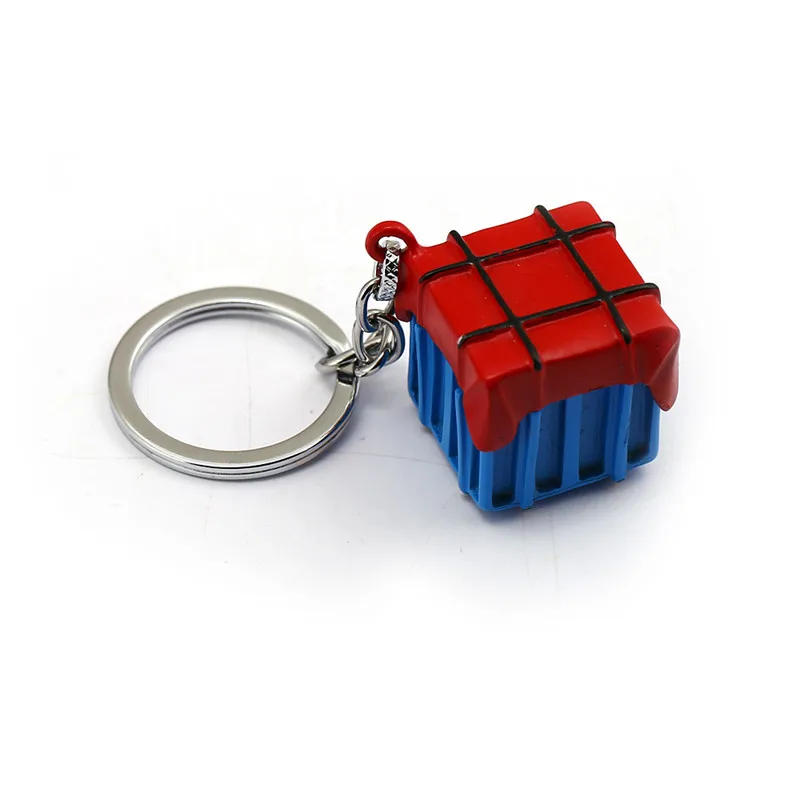 

New Game Pubg Keychain PUBG Airdrop Box Key Chain Blue Keyring llaveros Porte Clef For Men Car Women Bag Jewelry