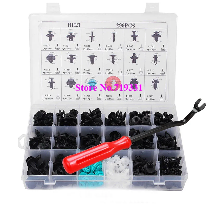 

299 Clip+Tool Car Body Retainer Push Pin Fastener Trim Panel Moulding Assortment