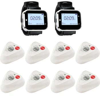 

JINGLE BELLS Wireless Calling System 8 Calling Buttons+ 2 Watch Pager/watch receiver for Restaurant Equipment Wireless Call Bell
