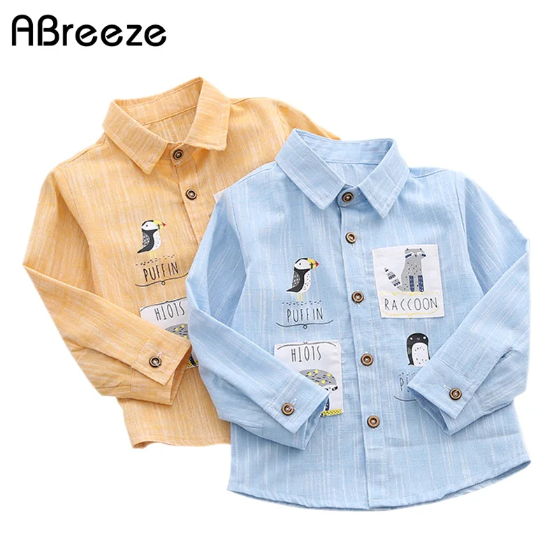 Baby shirts 1-5  years children shirts 2018 spring new animal patched sleeved collar shirt for boys children autumn tops