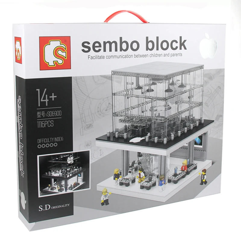 Новый Sembo SD6900 1116 шт. светодио дный блоки город Apple store модель здания комплект