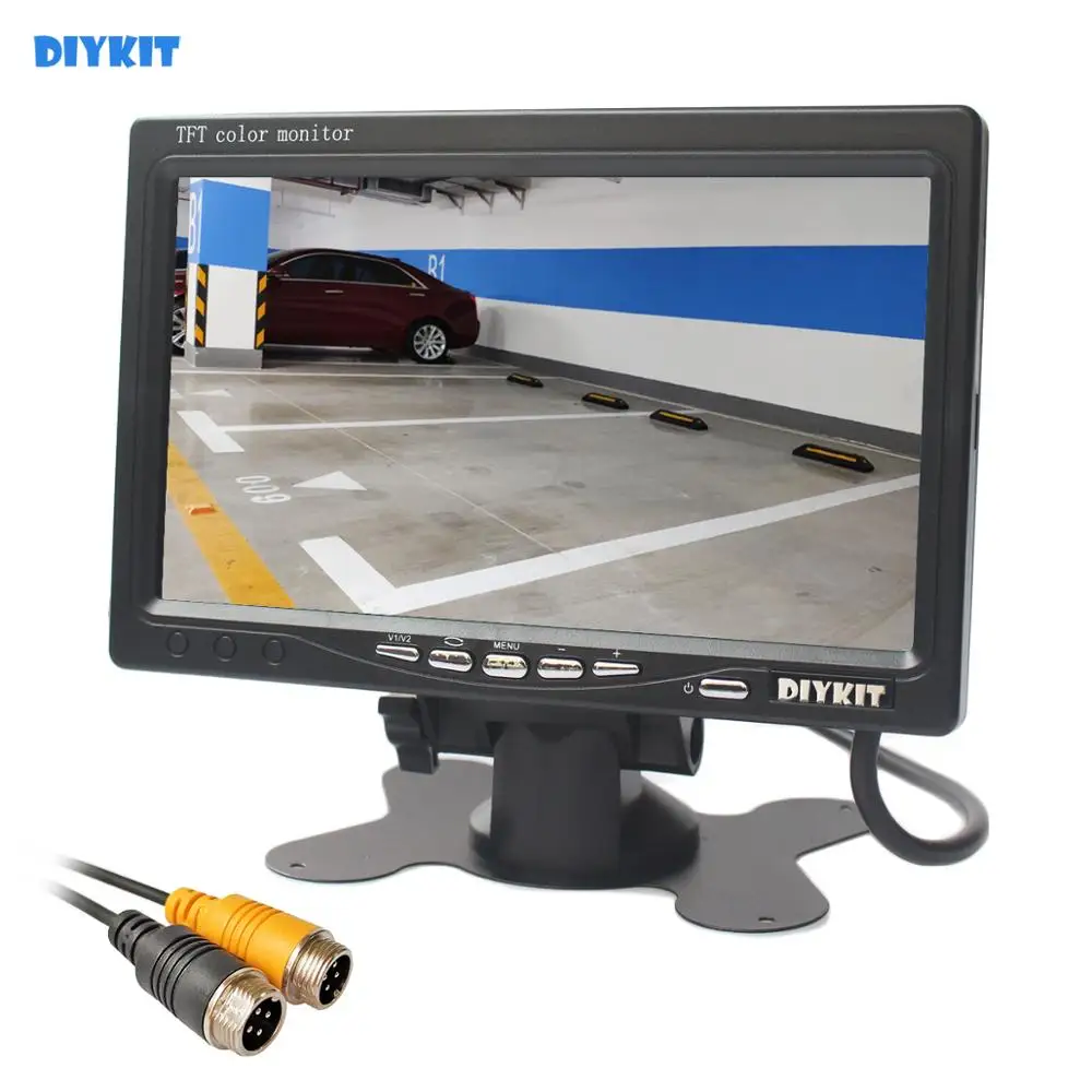 DIYKIT AHD 800x480 7 &quotIPS ЖК монитор автомобиля заднего вида Поддержка 1080P камера 2 x 4PIN