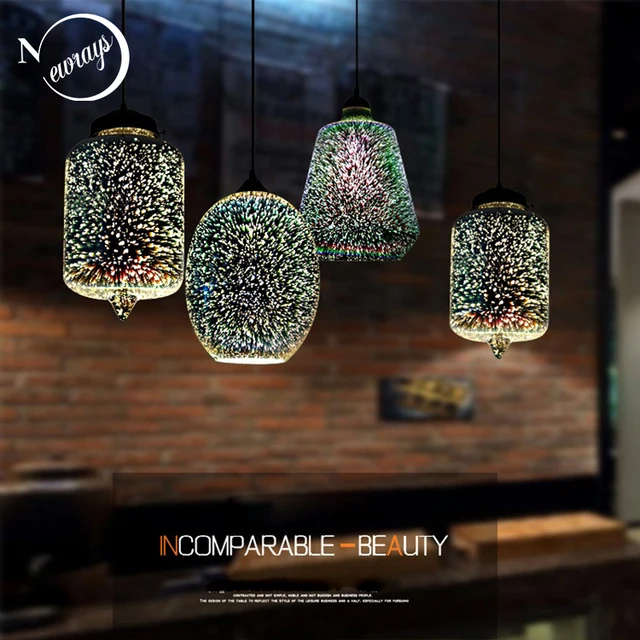 Modern Colorful Starry Sky Hanging Gl Shade Pendant Modern Colorful Starry Sky Hanging Gl Shade Pendant Lamp Lights Fixture E27 For Bedroom Restaurant Living Room