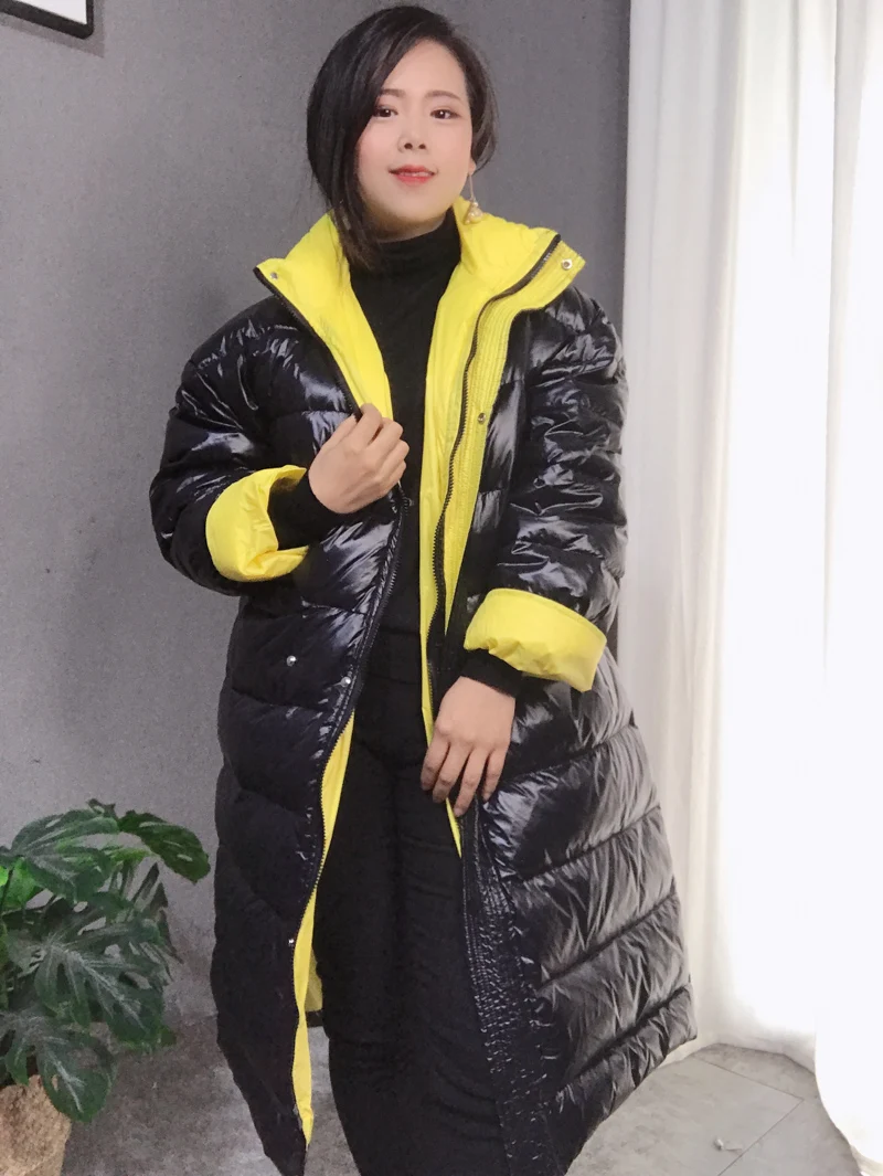 Neploe зимняя куртка женская одежда пуховики женские длинные пальто модные корейские свободные негабаритные Лоскутные теплые пуховые парки 90240 - Цвет: black coat
