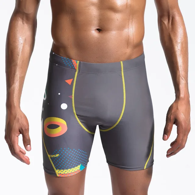 Brand Men Competitive Swim Trunks Shark Skin Swimwear Solid Jammer