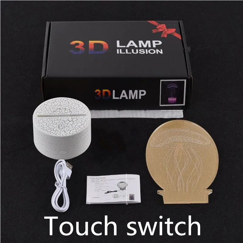 Skins New 3D LED Lamp 7 Colors Touch Switch Table Desk Light Lava Lamp Acrylic Illusion Room Lighting Game Gifts Drop Shipping