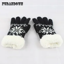 2017 New Winter Gloves Mittens For phone Women girls Warm Thick Fleece Wool Gloves Snowflake Knit Gloves