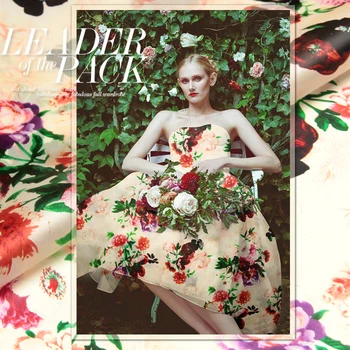 

CNUM SO105 100% Natural Silk Organza/The Song of Rose/Silk Fabric /Digital Print/Width 1.48yd Thickness 14mm