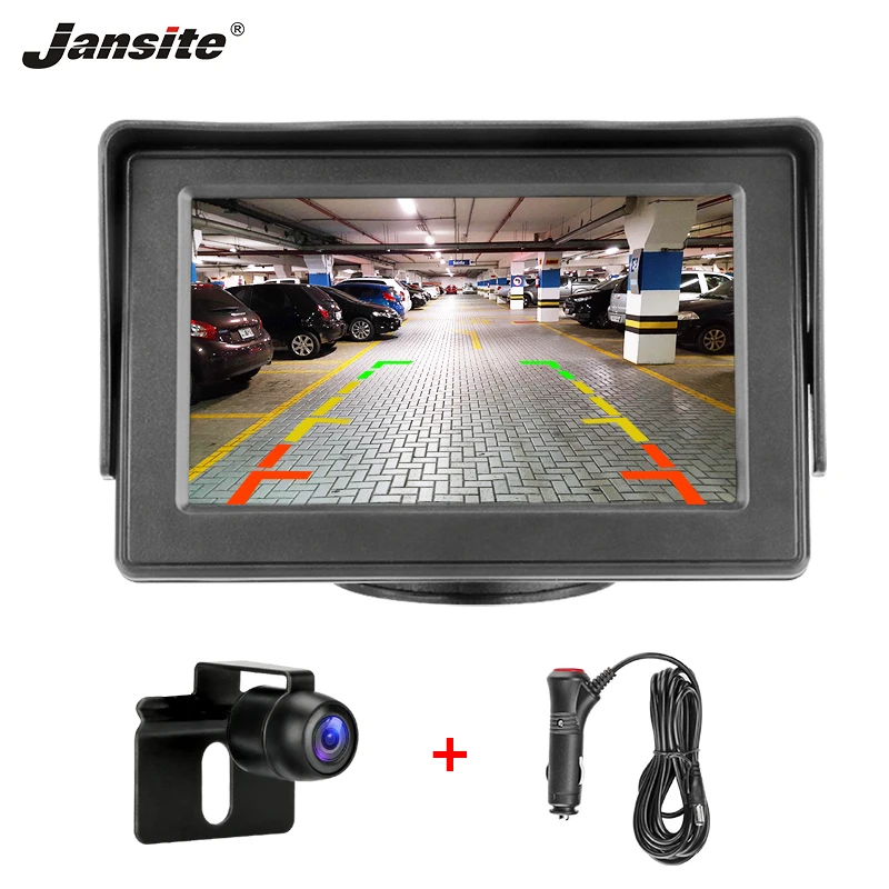 

Jansite 4.3" TFT Car Monitor HD Display camera Reverse Camera Paking System For Rearview monitor Sucker Bracket Easy to install