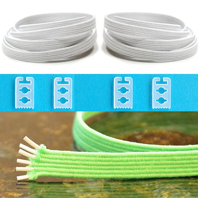 JUP 1-50 Pair Blue High Quality New Design Children Without Tie Rubber Elastic Lace Sneakers Shoelaces  Sports Shoes Lacing Blue