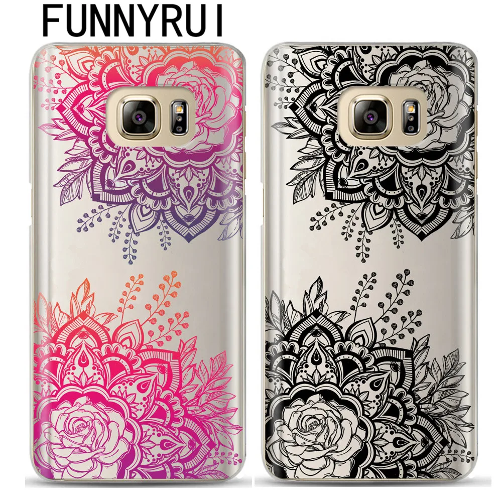 

Phone Cases For Coque Samsung S9 S8 Plus S7 S6 Edge A520 A6 A8 Plus J4 J6 2018 J3 J5 J7 2017 Case Silicone Mandala Flower Cover