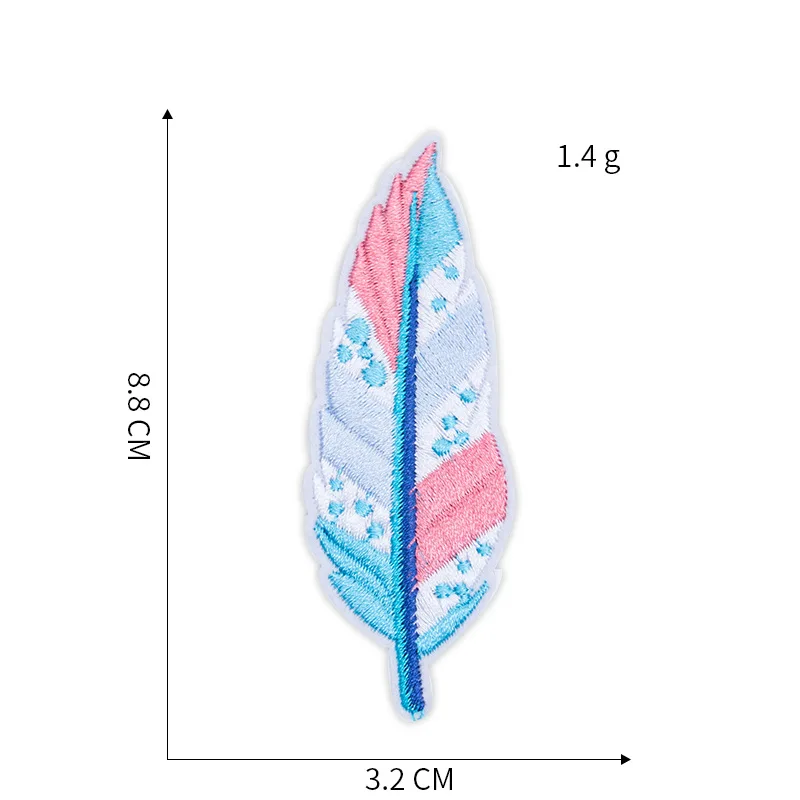 Цветные перьевые нашивки для одежды, железные нашивки в полоску для значков, радужные наклейки на одежду, аппликации для очков с вышивкой@ H