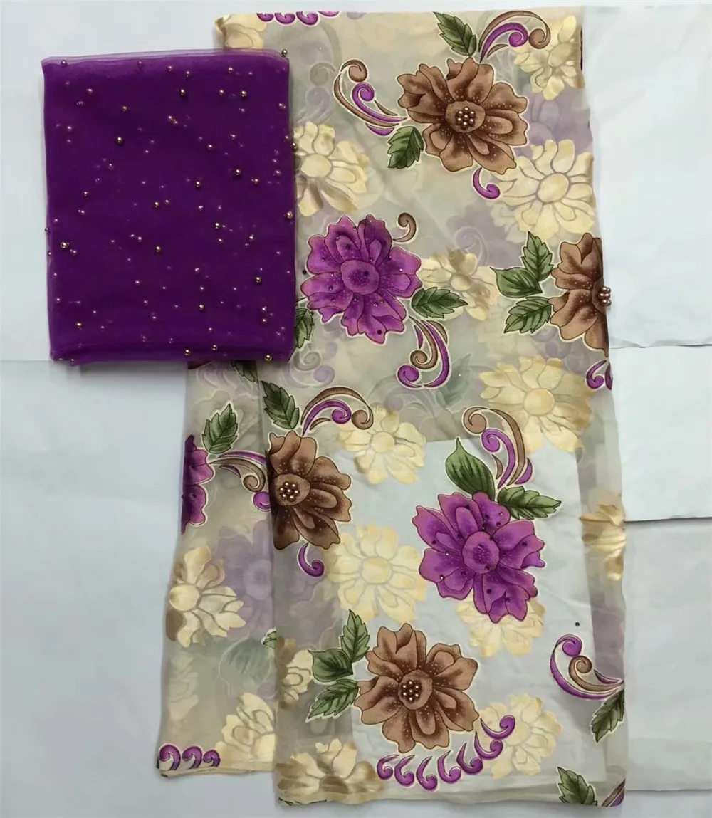 guinea brocade fabric with beads 2018 silk lace velvet satin lace high quality with french lace