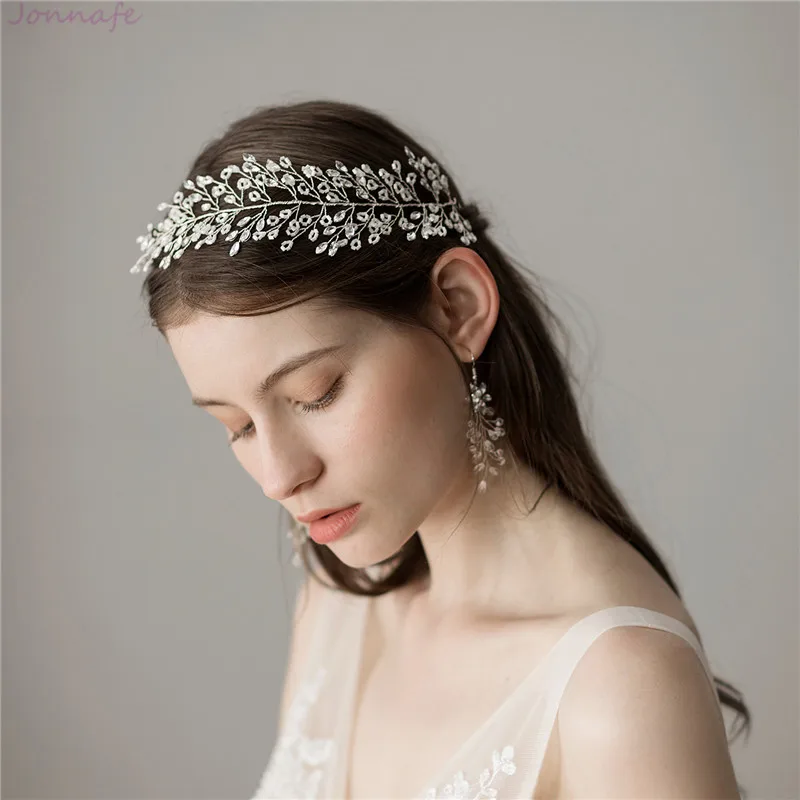 Jonnafe Charming Beaded Silver Wedding Hair Accessories Crystal Bridal