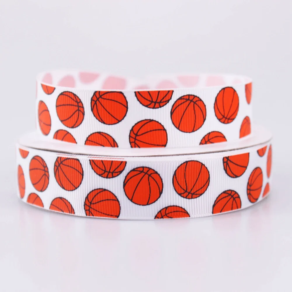 

10Yards 7/8" 22mm Heat Transfer Basketball Sports Printed Polyester Grosgrain Ribbon For DIY Headband Garment Accessories