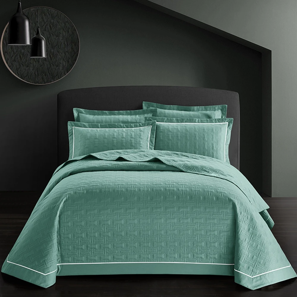 

100% Cotton Bedspread Pillow Cases Queen King Size Solid Colour High Quality Drop Shipping Bedding Set Spring Autumn Bed Cover