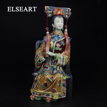 

Painted ceramic Qing Dynasty chinese woman ornament character porcelain statue figurine for home decoration