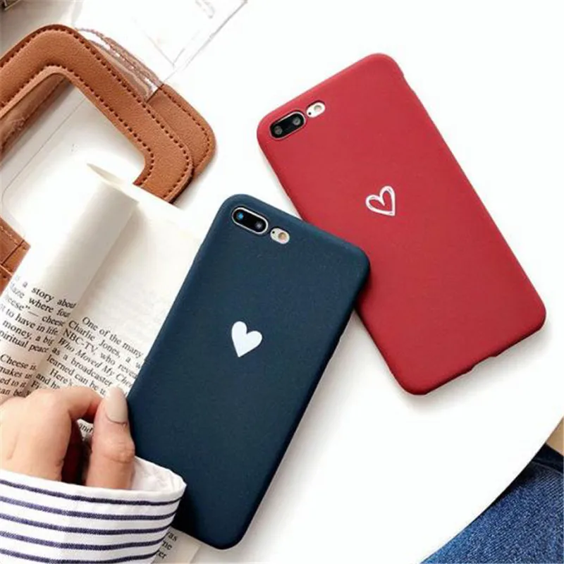 Матовый простой Модный Цветной чехол с рисунком сердца для Xiaomi Redmi 5X 6A 6X 8SE Lite A1 A2