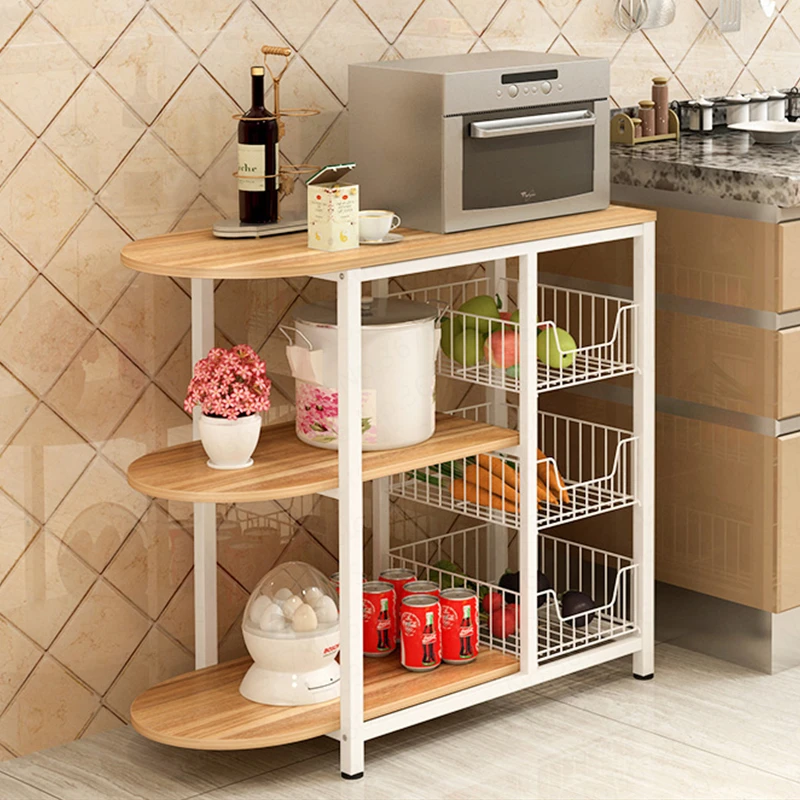 

Multi-function Kitchen Rack Floor Multi-layer Microwave Oven Rack Electrical Shelf Kitchen Storage Rack Heightening Cabinet