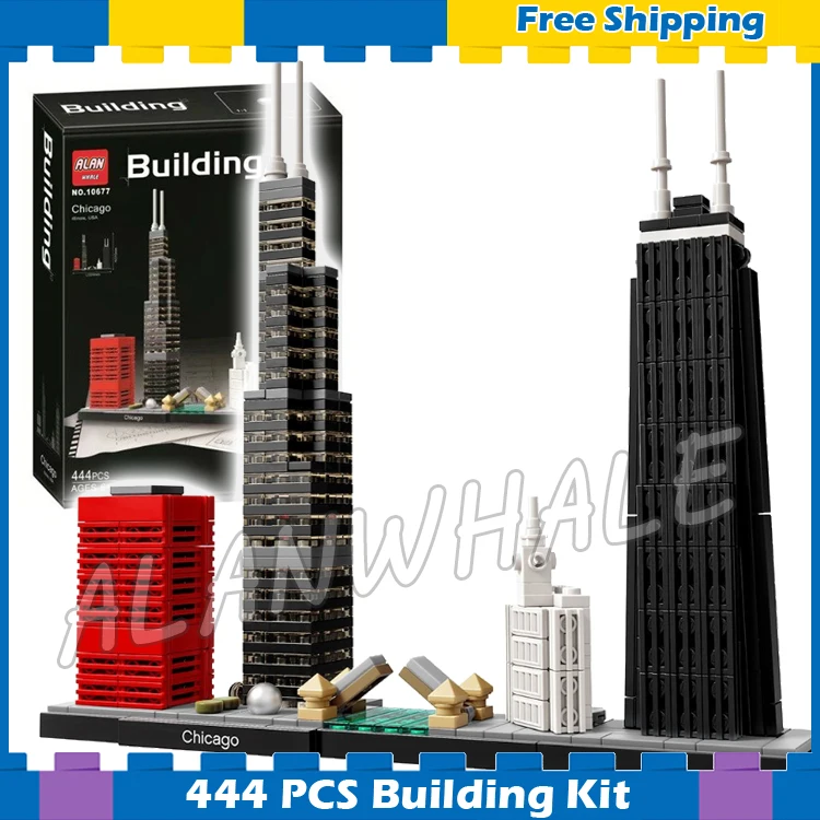 

444pcs Architecture Chicago Skyline Willis Tower Model Building Blocks 10677 Assemble Children Gifts sets Compatible With Lego