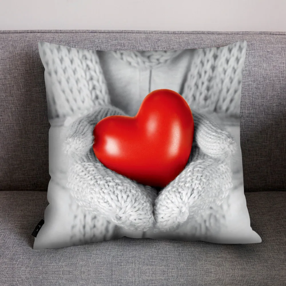 Полиэфирная квадратная наволочка с принтом в виде сердца хлопковые чехлы на подушки наволочка на талию для дивана, спальни, автомобиля, домашний декор Q0