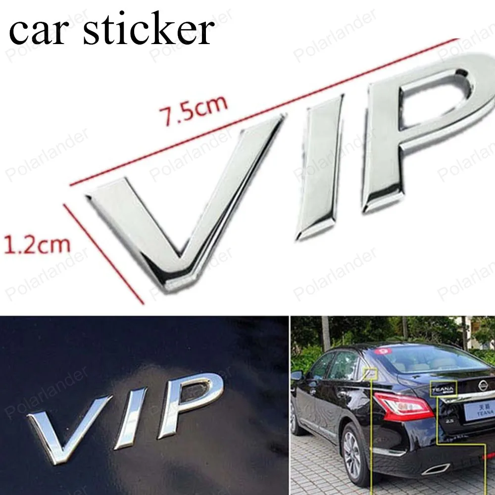 

high quality Car Styling Creative Metal VIP letter Body Word Stickers Personality Car Stickers Silver color