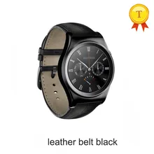 Новое поступление IPS круглый экран кожаный ремешок водонепроницаемый Bluetooth Smart Watch с пульсометр SmartWatch для IOS Android