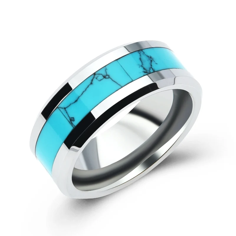 2016 Hot Sale Tungsten Stainless Steel Turquoise Man Rings