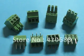 

200 Pcs Pitch 3.5mm Angle 3way/pin Screw Terminal Block Connector Green Color T Pluggable Type